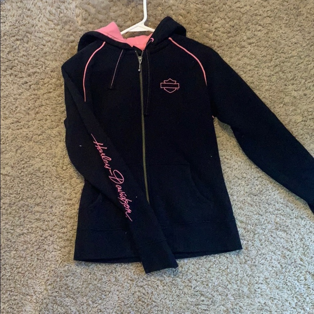 Harley Davidson Zip-up hoodie Pink black size S